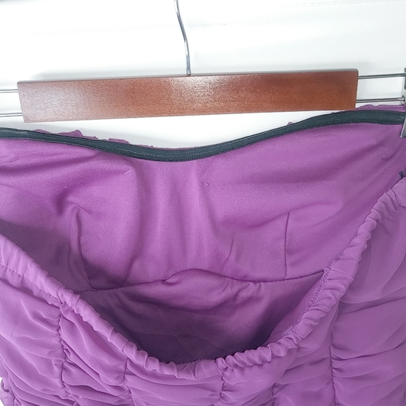 LOVE Tease 9J Dragon Purple Strapless Scrunched Bodycon Mini Prom Dress - Picture 3 of 8